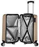 Пластикова валіза на колесах середнього розміру 70L GD Polo бежева, фото 3