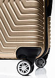 Пластикова валіза на колесах середнього розміру 70L GD Polo бежева, фото 4