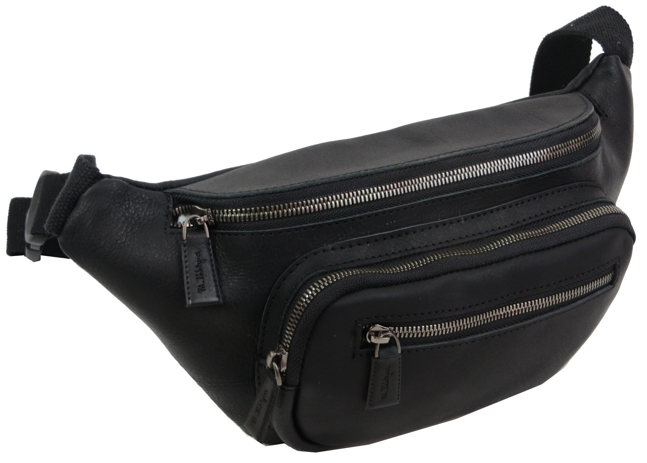 Шкіряна Сумка greenpharm на пояс, бананка Mykhail Ikhtyar, Україна чорна, фото 1