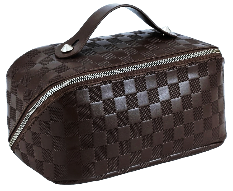 Жіноча косметичка із еко шкіри Edibazzar темно-коричнева, фото 1