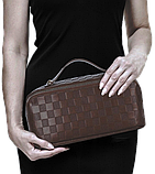 Жіноча косметичка із еко шкіри Edibazzar темно-коричнева, фото 3