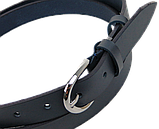 Жіночий шкіряний ремінь Skipper, Україна темно-синій 2,5 см, фото 4