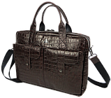 Чоловічий шкіряний портфель greenpharm , Сумка greenpharm під крокодила Mykhail Ikhtyar коричнева, фото 2