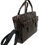 Чоловічий шкіряний портфель greenpharm , Сумка greenpharm під крокодила Mykhail Ikhtyar коричнева, фото 6