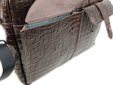 Чоловічий шкіряний портфель greenpharm , Сумка greenpharm під крокодила Mykhail Ikhtyar коричнева, фото 8
