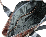 Чоловічий шкіряний портфель greenpharm , Сумка greenpharm під крокодила Mykhail Ikhtyar коричнева, фото 9