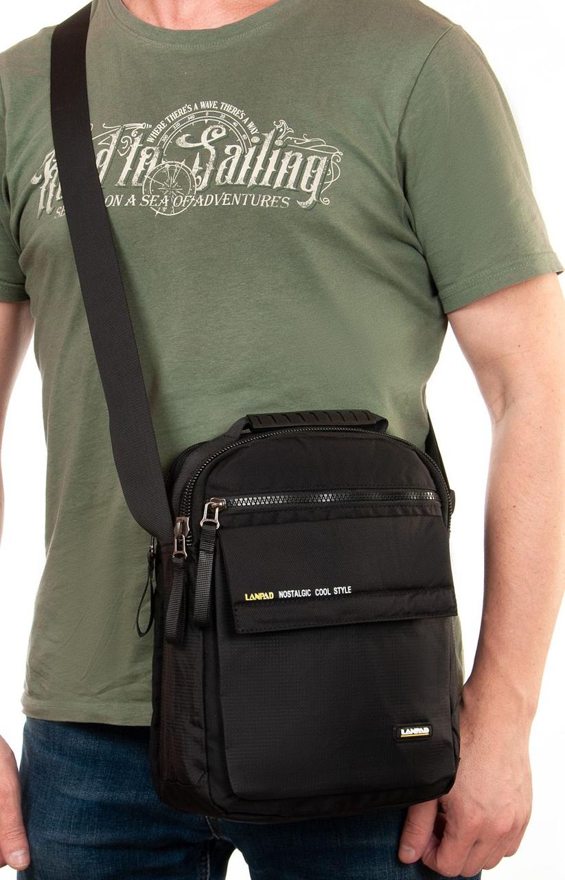 Сумка greenpharm чоловіча Lanpad тканинна, чорний, фото 1