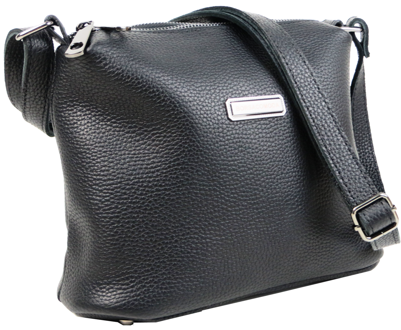 Жіноча наплічна шкіряна Сумка greenpharm Borsacomoda чорна, фото 1