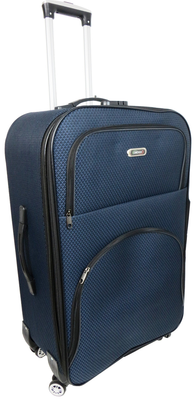 Тканева середня валіза на колесах 67L Gedox темно-синя в клітку, фото 1