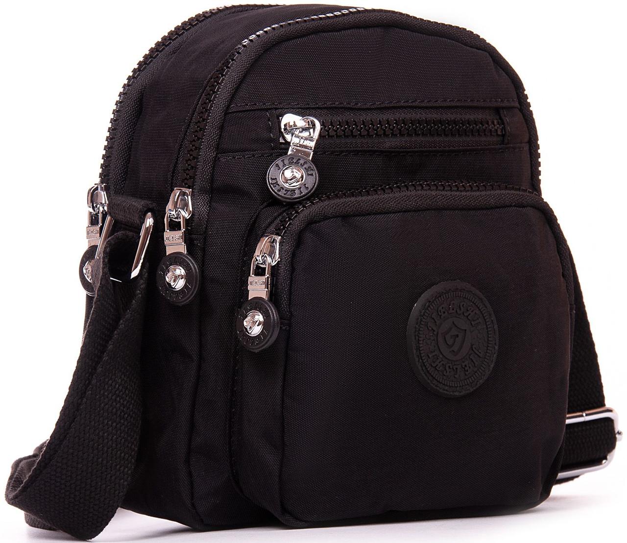 Жіноча текстильна Сумка greenpharm крос-боді Jielshi чорна, фото 1