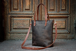 Сумка шоппер коричнева 35см*30см,жіноча сумка-шоппер,шкіряна сумка шопер,сумка шопер на блискавці