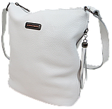 Жіноча Сумка greenpharm з натуральної шкіри на плече Borsacomoda біла, фото 3