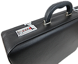 Елегантний дипломат, бізнес кейс з еко шкіри Portfolio чорний, фото 7