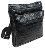 Чоловіча шкіряна наплічна Сумка greenpharm під крокодила Mykhail Ikhtyar чорна, фото 2