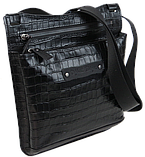 Чоловіча шкіряна наплічна Сумка greenpharm під крокодила Mykhail Ikhtyar чорна, фото 4
