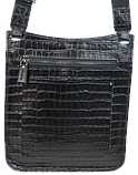 Чоловіча шкіряна наплічна Сумка greenpharm під крокодила Mykhail Ikhtyar чорна, фото 7
