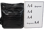 Чоловіча шкіряна наплічна Сумка greenpharm під крокодила Mykhail Ikhtyar чорна, фото 10