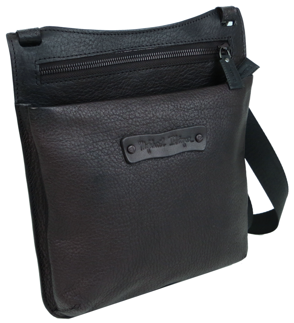 Чоловіча наплічна Сумка greenpharm з натуральної шкіри Mykhail Ikhtyar чорна, фото 1