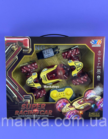 Машинка трюкова на радіоуправлінні пульт та браслет, мелодії, парогенератор 3688 G 161 A  акумулятор 3.7 V, фото 1