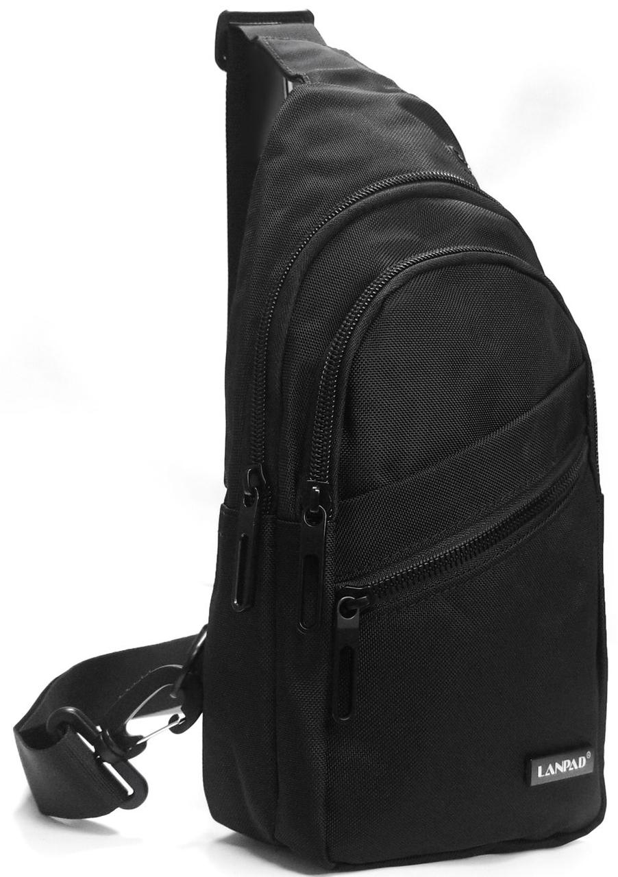 Чоловіча Сумка greenpharm тканинна, слінг Lanpad чорна, фото 1