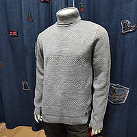 Светр чоловічий відворот горловина однотонний XL сірий