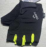 Рукавички для спорту, велорукавички з гелевими вставками Crivit чорні з салатовим, фото 5