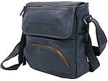 Шкіряна чоловіча Сумка greenpharm Mykhail Ikhtyar, Україна синя, фото 2