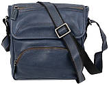 Шкіряна чоловіча Сумка greenpharm Mykhail Ikhtyar, Україна синя, фото 3
