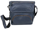 Шкіряна чоловіча Сумка greenpharm Mykhail Ikhtyar, Україна синя, фото 4