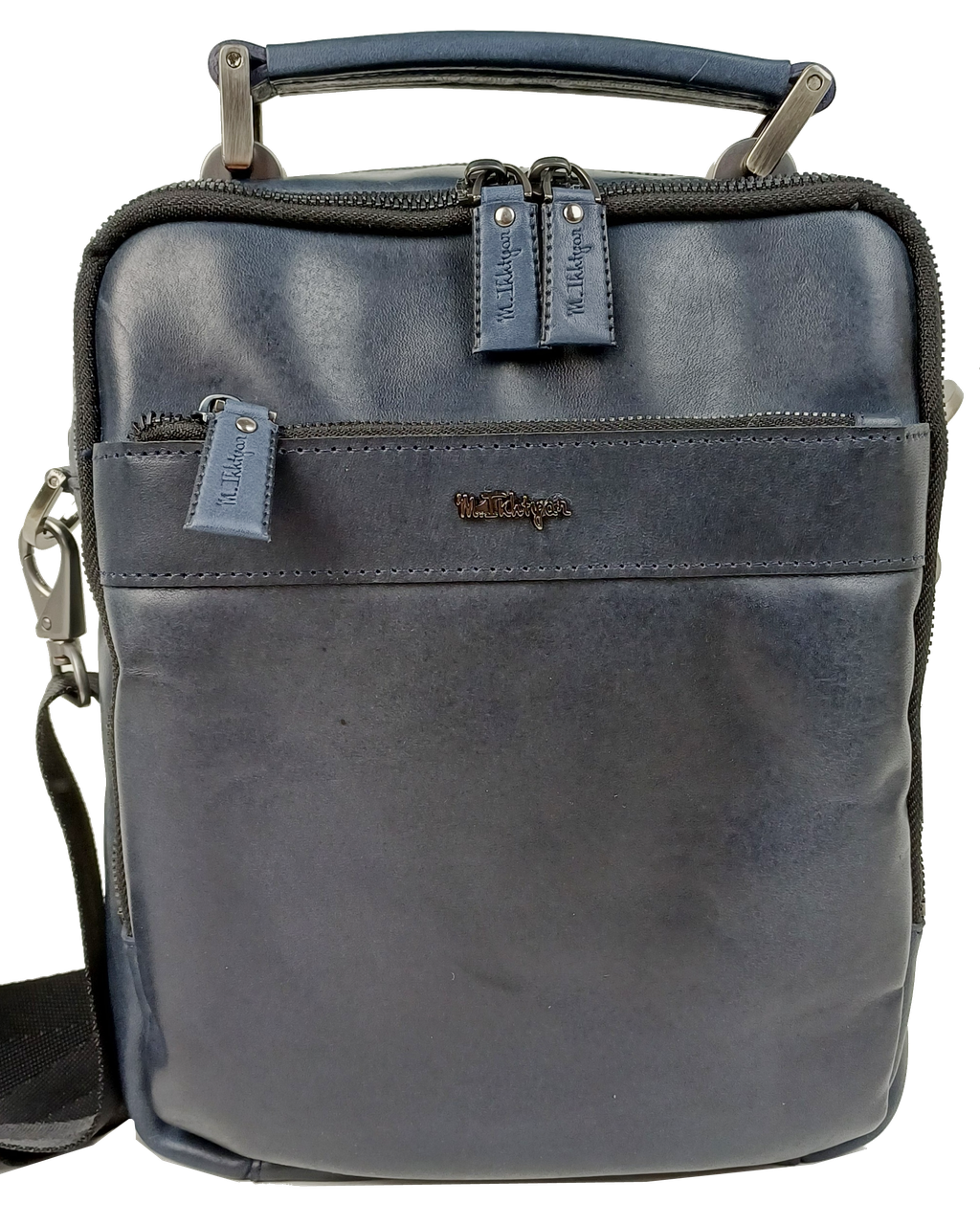 Чоловіча шкіряна сумка, борсетка Mykhail Ikhtyar синя, фото 1