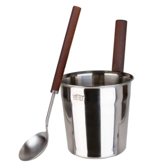 Набір шайка 5 л і черпак 52 см з нержавійки для лазні та сауни