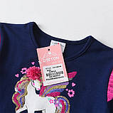 Нарядна святкова сукня плаття для дівчинки, спідниця з фатіном, паєтки, єдиноріг, р.116, фото 3