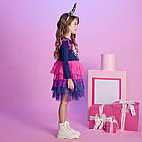 Нарядна святкова сукня плаття для дівчинки, спідниця з фатіном, паєтки, єдиноріг, р.116, фото 4