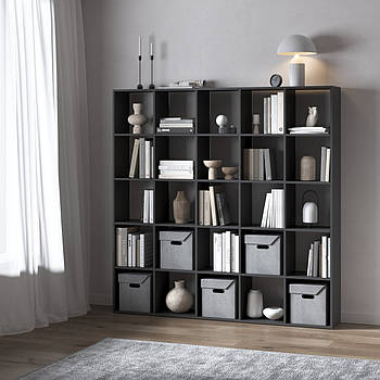 Стелаж VAYS M-4, книжкова полиця з 25 комірками, ЛДСП, 178×29×178 см – для дому, офісу, дитячої або вітальні