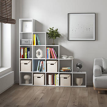 Стелаж VAYS M-5, книжкова полиця з 15 комірками, етажерка для дому, іграшок і декору, ЛДСП, 178×29×178 см