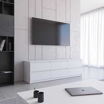 Тумба під телевізор VAYS R-12, 6 шухляд без ручок, ЛДСП, 180×40×53 см