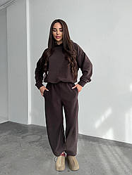 ФЛІСОВИЙ ЖІНОЧИЙ КОСТЮМ ШОКОЛАДНИЙ спортивний прогулянковий р.42-52 1700