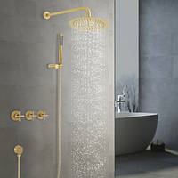 Сучасний душовий гарнітур, душовий гарнітур 25 см з ручним душем, настінний матове золото 716779