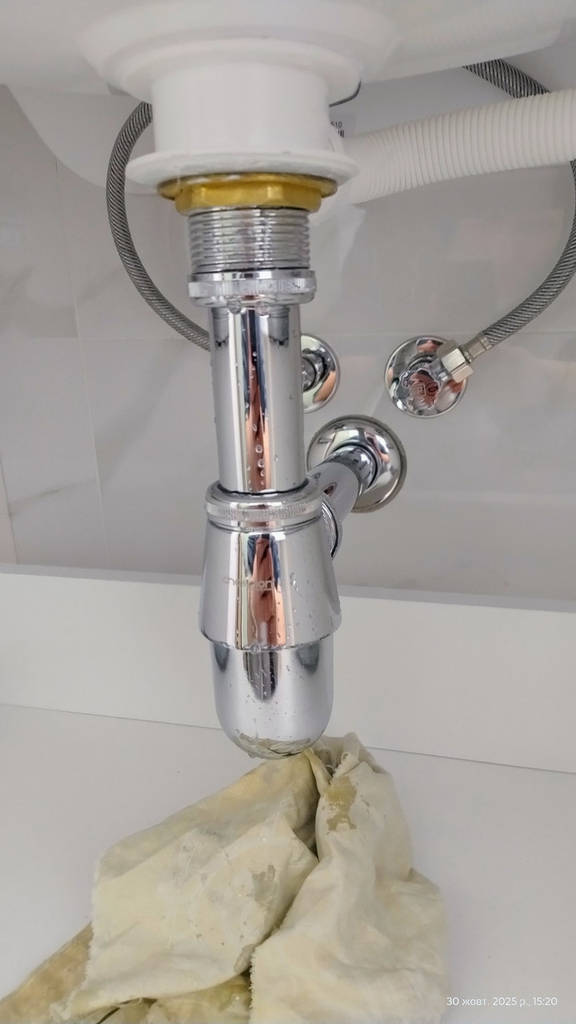 Сифон для раковини Champion Siphon-01 1 1/4 без випуску під донний клапан латунь/хром з антизапахом (AC3572) - фото покупців 1