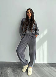 ФЛІСОВИЙ ЖІНОЧИЙ КОСТЮМ СІРИЙ спортивний прогулянковий р.42-52 1700