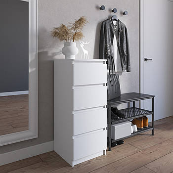 Комод VAYS R-17, на 4 шухляди без ручок, вузький, ЛДСП 40×40×98 см - для передпокою, спальні, коридору