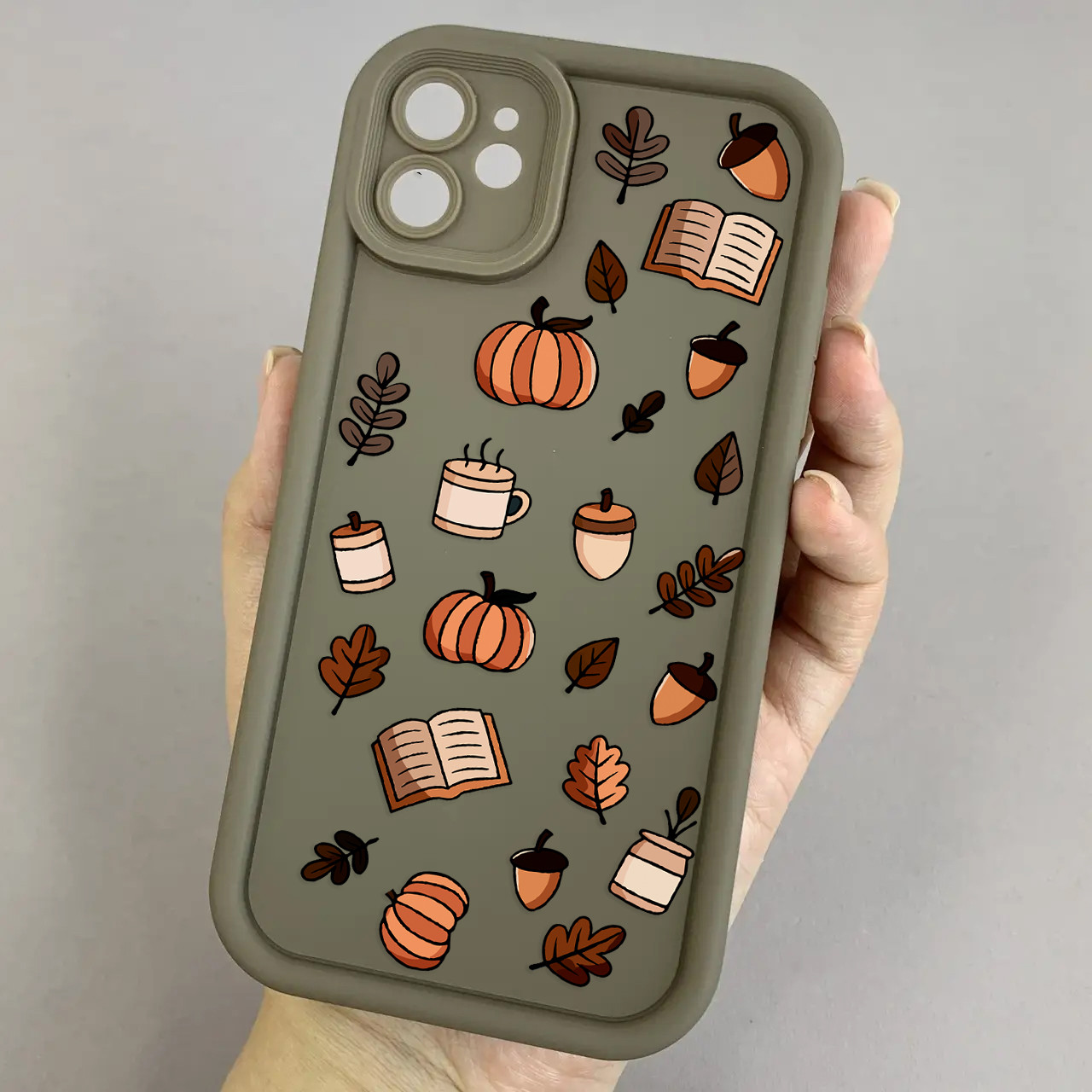Чохол для iPhone 11 коричневий чохол з осіннім принтом листя книжок гарбуза на айфон 11 w02j
