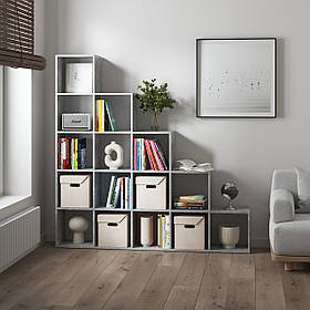 Стелаж VAYS M-5, книжкова полиця з 15 комірками, етажерка для дому, іграшок і декору, ЛДСП, 178×29×178 см