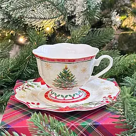 Новорічна Чашка з блюдцем порцелянові 170 мл Christmas Story