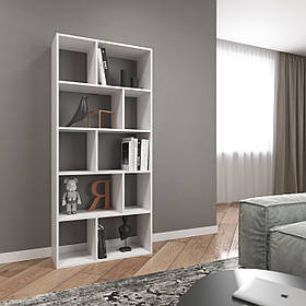 Стелаж VAYS D-1, книжкова полиця на 10 комірок, ЛДСП, 80×30×178 см – для дому, вітальні, офісу