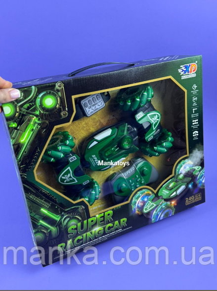 Машинка трюкова на радіоуправлінні пульт та браслет, мелодії, парогенератор 3688 G 165 A акумулятор 3.7 V, фото 1