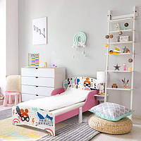 Дитяче односпальне ліжко Relaxdays Supergirl 60x94x143 см, із захистом від випадання, МДФ, полиця, для дітей до 50 кг 719869