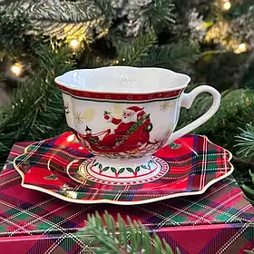Новорічна Чашка з блюдцем порцелянові 170 мл Christmas Story