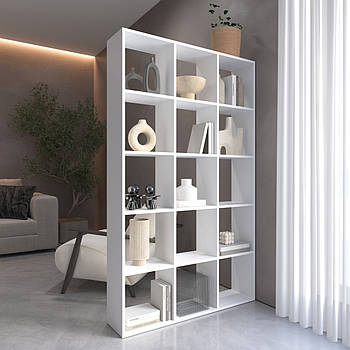 Стелаж VAYS M-2, книжкова полиця на 15 комірок, ЛДСП, 108×29×178 см - для дому, офісу, дитячої або вітальні