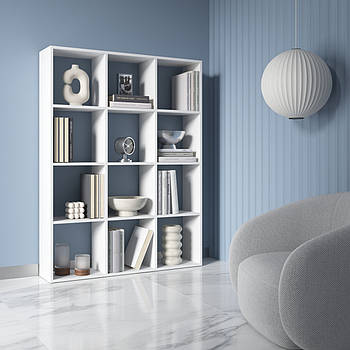 Стелаж VAYS M-8, книжкова полиця на 12 комірок, ЛДСП, 108×29×143 см - для дому, офісу, дитячої або вітальні